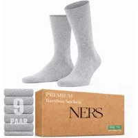 NERS Basicsocken 6 Paar Socken aus Bambus Damen & Herren, ohne Naht, Komfortbund (9-Paar) Premium Bambussocken Atmungsaktiv, & Weich, Geschenkbox