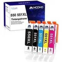MOOHO 5/10er Ersatz für CANON PGI-550 CLI-551 XL 550 XL 551XL Tintenpatrone (Pixma MX725 MX920 MX925 iX6850 iP7200 iP7250 iP8750 MG5400 MG5450 MG5550, 5-tlg., MG5650 MG6350 MG6450 MG6650 MG7150 MG7500 MG7550 Drucker)