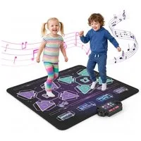 COSTWAY Tanzmatte (Musikmatte mit LED-Lichtern & 4 Modi, für 2 Kinder)