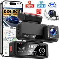 ibettertec ADAS Dashcam Auto,2-Kanal 4K+1080P Autokamera,GPS 3.2 Zoll-Bildschirm Dashcam (4K Ultra HD, WLAN(Wi-Fi), Zeitrafermodus, Zeitrafermodus, App-Steuerung Autokamera,140°Ultraweitwinkel, Super Nachtsicht, Autokamera,G-Sensor, Loop-Aufnahme,WDR