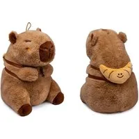 soma Kuscheltier Capybara Kuscheltier braun 35 cm Plüsch mit Snackrucksack Croissant (Set, 1-St., Geschenk-Set), Kuscheliges Capybara mit Snack-Accessoire auf dem Rücken Geschenkidee