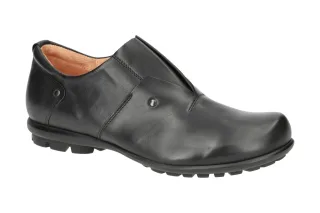 Think 650 Schwarz Slipper Herrenschuhe Echtleder Gummisohle - schwarz