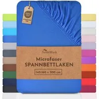 NatureMark Spannbettlaken Mikrofaser Spannbetttuch, Polyester, Gummizug: rundum, viele Größen und Farben Markenware, 140x200cm, Royal blau