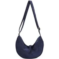 ITALYSHOP24 Schultertasche Damen Tasche MOON Halbmond Cross Over Body Bag Umhängetasche Suedette, Tragekomfort Hüft Brust Bauch Gürtel Rücken Slingtasche Wildlederoptik