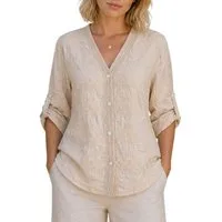 Mississhop Spitzenbluse Damen Bluse Baumwolle Sommer Stickerei Gr. 36–40