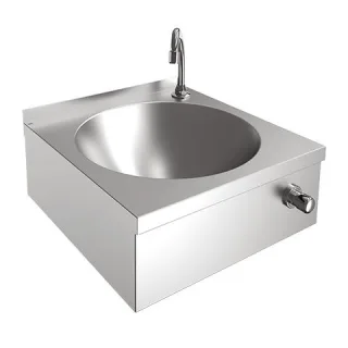 KWC Aquarotter Einzelwaschtisch, ANIMA, Edelstahl, 450x204x451 mm, Kniebetätigung, 2000100059 2000100059