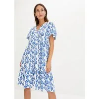 bonprix Tunikakleid (1-tlg) für Frühling und Sommer, aus reiner Viskose, mit Volants, Halbarm