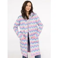 Zwillingsherz Longstrickjacke Zick-Zack-Muster, Schalkragen, Taschen, Langarm, knielang