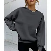 RMK Rundhalspullover Damen Pulli Pullover Hoodie Oversize Loose Fit Basic Einfarbig in Unifarbe