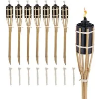 relaxdays Gartenfackel 50cm 8er Set, Ölflamme, Gelb, Warmweiß, Orange
