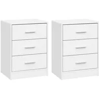 Woltu Nachttisch (2er-Set), Nachtschrank, 2er Set, mit 3 Schubladen, Nachtkommode, 39x54x28cm