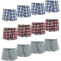 ADAM JEANS Webboxer Gewebte Boxershorts American Unterhosen Herren Boxershorts Kariert (12-St., 3er Set, 6er Set, 12er Set) Web Boxershorts Herren lockere Boxershorts Herren weit Männer Boxer