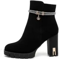 Pogolino B2750 High-Heel-Stiefelette Damen High Heels Stiefeletten Plateau Stiefel Glitzer