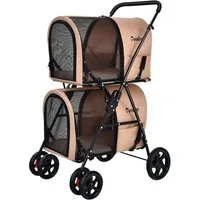 COSTWAY Hundebuggy, 2 Etagen Hundewagen, Haustiere Buggy, Katzenbuggy