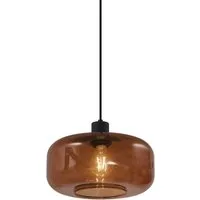 Qazqa Pendelleuchte Bizle, ohne Leuchtmittel, Extra-Warmweiß, QAZQA Hängeleuchte, e27, Schwarz, Glas, Retro