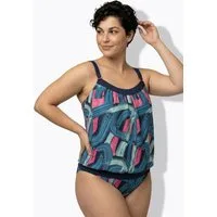 Ulla Popken Soft-BH Tankini Pinselstrichmuster Softcups Elastiksaum
