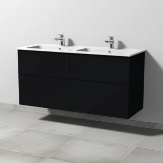 Sanipa 3way Waschtischunterbau zu Duravit ME by Starck Waschtisch mit 4 Auszügen, Schwarz-Matt SF72808