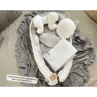 Loolay Bettnestchen WAFFELPIQUE Baumwolle BABYNEST Babykokon Neugeborene Babyausstattung, (Reisebett Nestchen SOLO/ o. in Geschenk SETS, 1-tlg., 4 Jahreszeiten WAFFELSTOFF - Design: Pustelblume Grau/ WAFFEL Weiß), 100% Europäische Stoffe und Kleinser