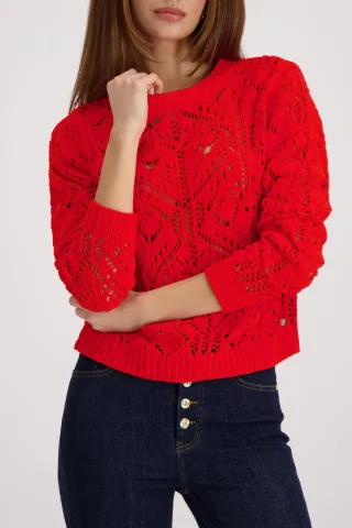 monari - Weicher Strickpullover mit Ajourmuster chilli pepper - Gr. - 44