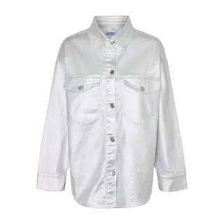 Vero Moda - "Riva" Hemd für Damen, Überschnittene Schulter, Übergroß (Silber)