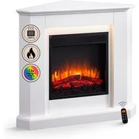 Balderia Elektrokamin Elektrokamin Standkamin BALDERIA Candela – Heizung bis 2000 W, weiss, Eckkamin mit 3D Flamme, 2000 W, 13 LED-Farben