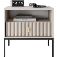 Lookway Nachttisch MIDNIGHT mit geriffelter Front auf Gestell, Breite 54 cm