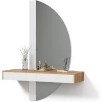 Livinity® Schminktisch Ascona, Weiß/Eiche, 120 cm mit LED Beleuchtung (1-St)
