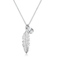 Elli Kette mit Anhänger Feder Boho Schmuck Geschenk mit Kristallen von Swarovski®925 Silber, Boho