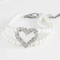 Monkimau Hunde-Halsband Hundehalsband Katzenhalsband Kette Anhänger weiß - S