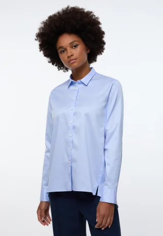 ETERNA - Soft Luxury Shirt Bluse Twill Langarm hellblau - Gr. - 36/Langarm