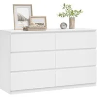Woltu Kommode (1 St), mit 6 Schubladen, Schubladenschrank, 120 x 40 x 75 cm, weiß