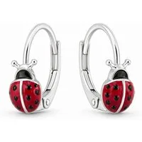 Goldene Hufeisen Paar Ohrhänger Mädchen Kinder Marienkäfer Brisur Ohrringe aus 925 Silber (inkl. Etui), Hypoallergen und hautfreundlich - ideal für empfindliche Haut.