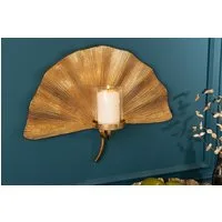 riess-ambiente Wandkerzenhalter GINKGO 44cm gold (Einzelartikel, 1 St), Wohnzimmer · Metall · Teelicht · Dekoration · handmade · Boho