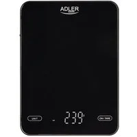 Adler Küchenwaage AD 3177b, max. Tragkraft 10kg, wiederaufladbar über USB, schwarz