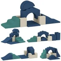 AIYAPLAY Schaumstoff Bausteine Kletterblöcke Softbausteine rutschfest Spielbausteine, (Set, 7 St., 7-teiliges Set), Montessori Spielzeug Kletterspielzeug mit Waschbare Hülle