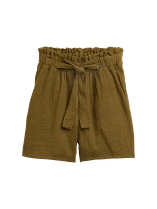 Denim Tom Tailor - Musselin Relaxed Shorts golden olive green - Gr. - XS