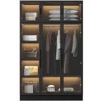 FUFU&GAGA Kleiderschrank mit Glastüren und Beleuchtung 190 cm