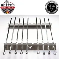 Kette´s Grillzubehör Grillspieß Spießleiste/Spießaufsatz/Schaschlik Grillaufsatz aus Edelstahl, Rostfreier Edelstahl, Kein ankleben des Grillgutes