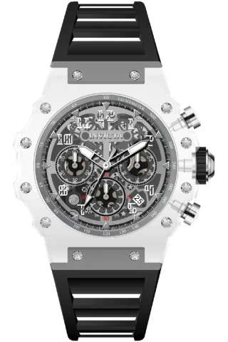 Invicta Racing 69681 Herrenuhr - Quarzwerk - Acryl mit silbernem Zifferblatt - 43 mm