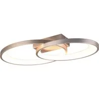 Reality Leuchten LED Deckenleuchte MALAGA, LED Deckenlampe warmweiß 25W 2900 Lumen auch Wandmontage mögl., LED fest integriert, Warmweiß, indirektes Licht, 57x30cm, Wand- Deckenleuchte Schlafzimmer Wohnzimmer