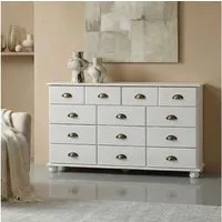IDIMEX Kommode COLMAR, Schubladenkommode mit Muschelgriff, Sideboard Kiefer Massivholz weiß