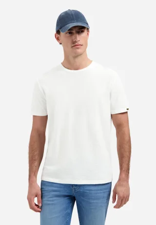 No Excess - T-Shirt Crewneck Solid Jacquard white - Gr. - XL
