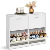 VASAGLE Schuhschrank 4 Klappen, Schuhkipper, Schuhregal, Flur, 24 x 105,5 x 82,7 cm Trennwand verstellbar, für 16-28 Paar Schuhe, EU-Größe bis 48,5