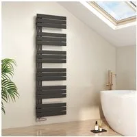 EMKE Paneelheizkörper Schwarz Flach Badheizkörper Design Handtuchtrockner, 159.9x50cm 794W Bad Warmwasser ohne Multiblock Seitenanschluss