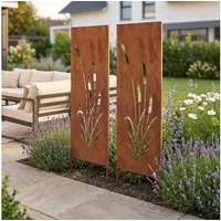 casa.pro Gartenstecker (Set, 2-St) »Irsina« 60 x 50 cm Schilfmotiv Cortenstahl Edelrost