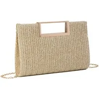 Zaewry Strandtasche Damen Strandtasche Stroh, Straw Clutch, Bohemian Clutch Stroh, für Reisen Strand Reise Schule Arbeit Einkaufen