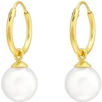 ALEXANDER YORK Paar Creolen Charm-PERLE in Gold, 2-tlg., 925 Sterling Silber