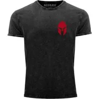 Neverless Print-Shirt Herren Vintage Shirt Logo Print Sparta-Helm Spartaner Gladiator mit Print