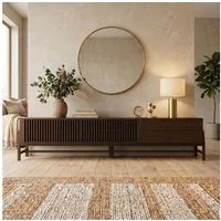 IDIMEX Lowboard ADAMO, 220cm mit Lamellentüren aus Massivholz für 90 Zoll TVs Nussbaum Finish