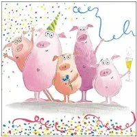 Ambiente Luxury Paper Products Papierserviette, Servietten Papier 33x33cm 3-lag. mit Party Schweinchen Motiv 20 Stück
